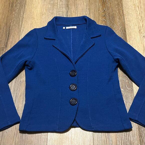 Moda Firenze Royal Blue Wool Button Front  Blazer Sweater Jacket S Italy Classic - Picture 2 of 9